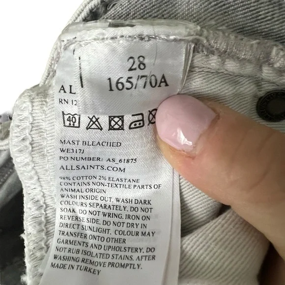 ALL SAINTS Mast Bleached Skinny Jeans Sz 28 - Picture 8 of 8